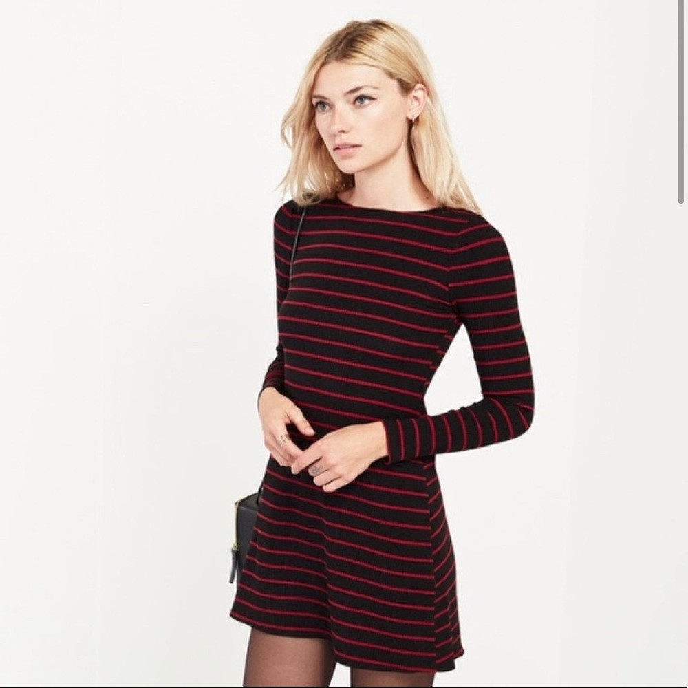 Reformation Striped Knit Long Sleeve Mini Dress